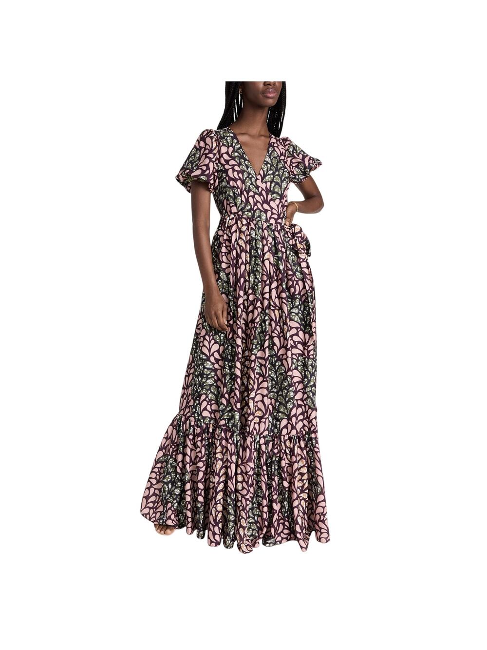 Chen Burkett Printed Multi Marigot Bay Wrap Dress Size M